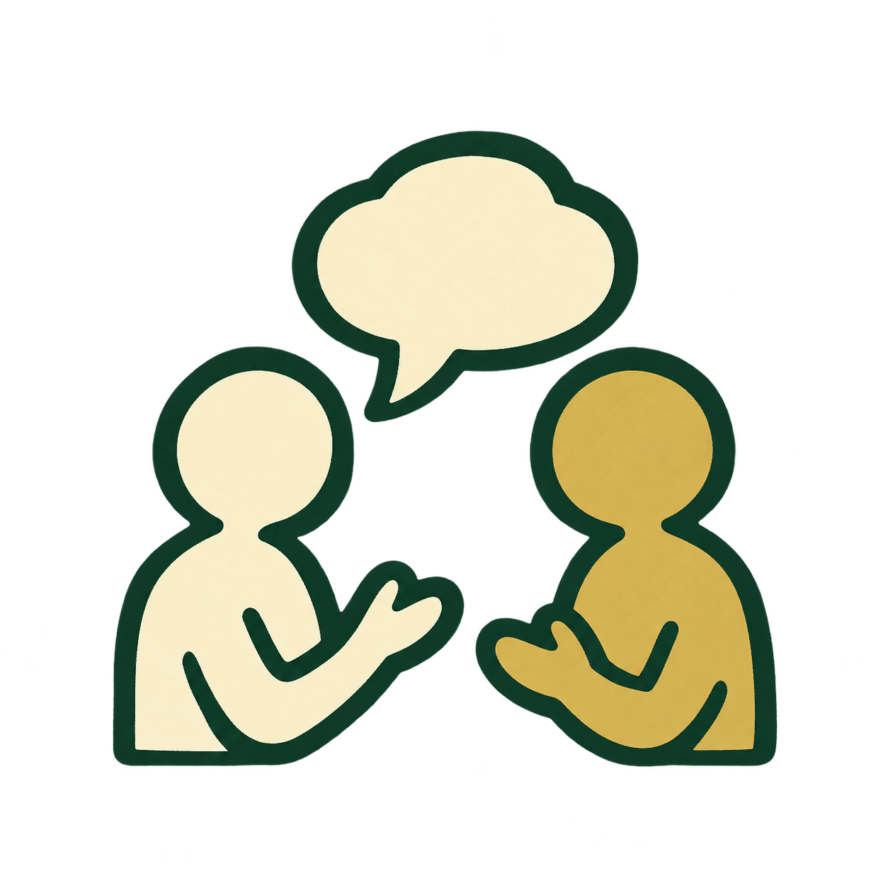 Twee neutrale figuren bespreken samen de uitspraak
